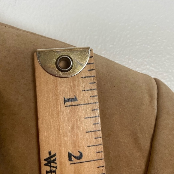 New York & Company Suede Leather Blazer Jacket 10 Tan Front Pockets Y2K Preppy - Picture 7 of 9